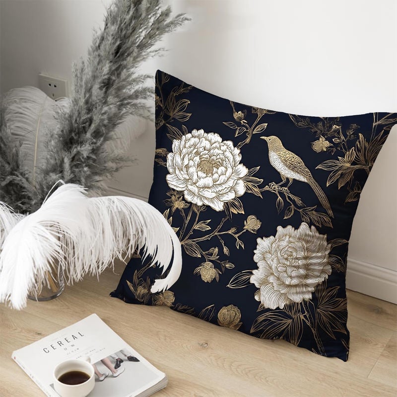RBAFAO Vintage Floral Throw Pillow Covers, Vintage Flower Pattern Double Sided Cushion Cover, Indoor and Outdoor Home Art Decor Pillowcase for Sofa or Bedroom Decor 18x18inches (Flower&Bird, 18x18inches) - Image 4
